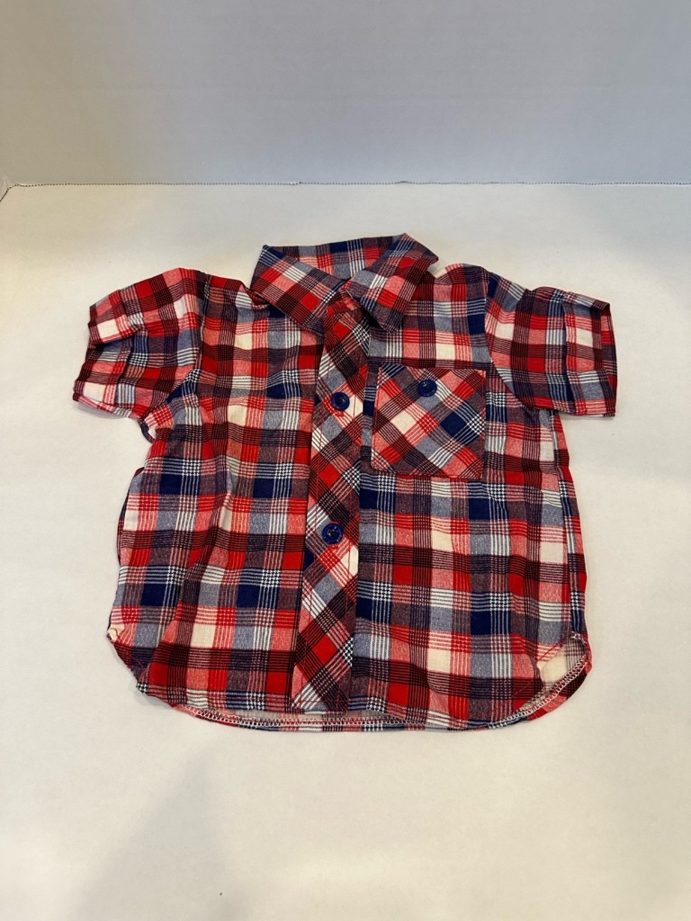 Classic Red & Blue Plaid Button-Down Shirt for Kids